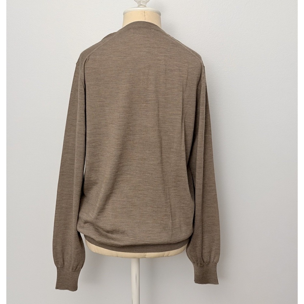 Brunello Cucinelli Cashmere Wool Blend V Neck Beige Brown Sweater Men's Large/52 - Picture 11 of 14
